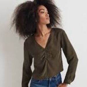Madewell Brushed Ruched-Front Top